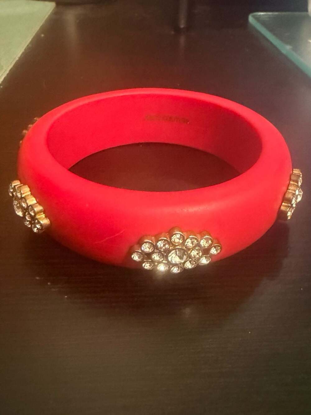 Juicy Couture Pink Resin Bangle Bracelet / Rhinestone Accents
